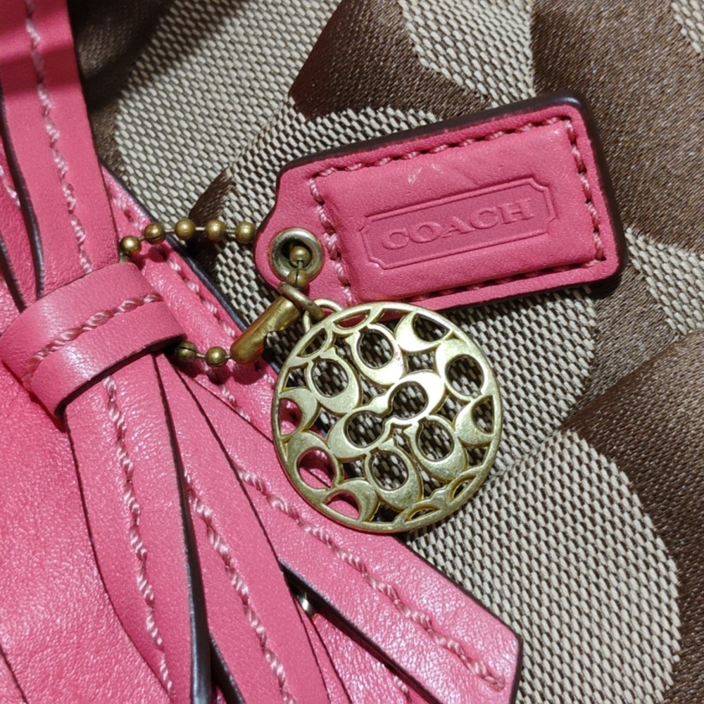 SALE! RARE! Coach Pink 🩷 Brown Signature Vintage Shoulder Bag W Hangtags - Picture 16 of 16